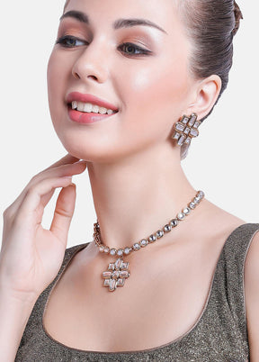 Fashion Jewellery CZ Diamond Design Jewellery Set - Indian Silk House Agencies