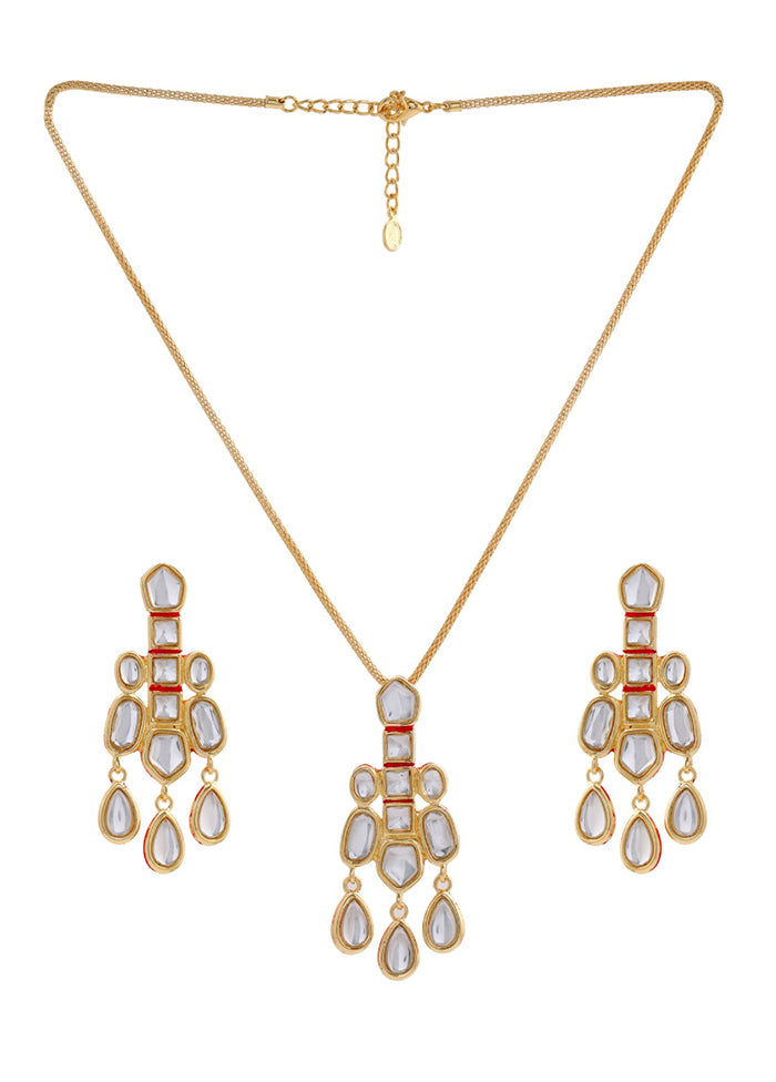 Gold Plated Beautiful Kundan Pendant Jewellery Set - Indian Silk House Agencies