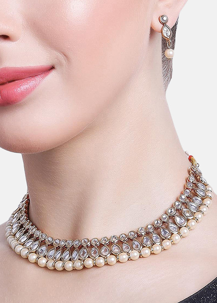 Gold Plated Traditional Alluring Kundan Jewellery Set - Indian Silk House Agencies