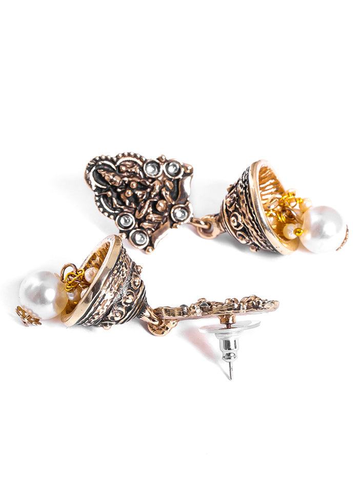 Gold Plated Laxmi Devi Designer Pearl Drop Jewellery Set - Indian Silk House Agencies