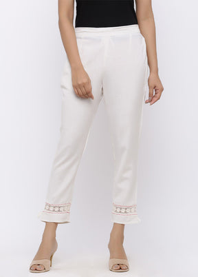 White Rayon Casual Pant