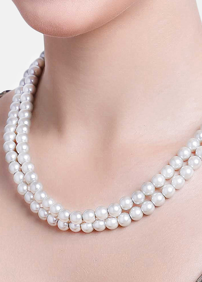 Rhodium Plated Splendor Pearl Necklace - Indian Silk House Agencies