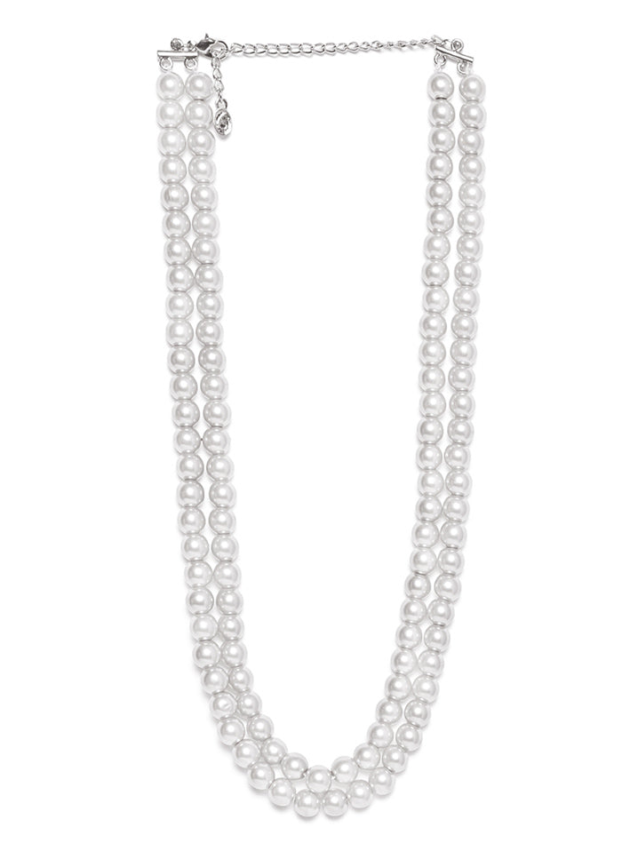 Rhodium Plated Splendor Pearl Necklace - Indian Silk House Agencies