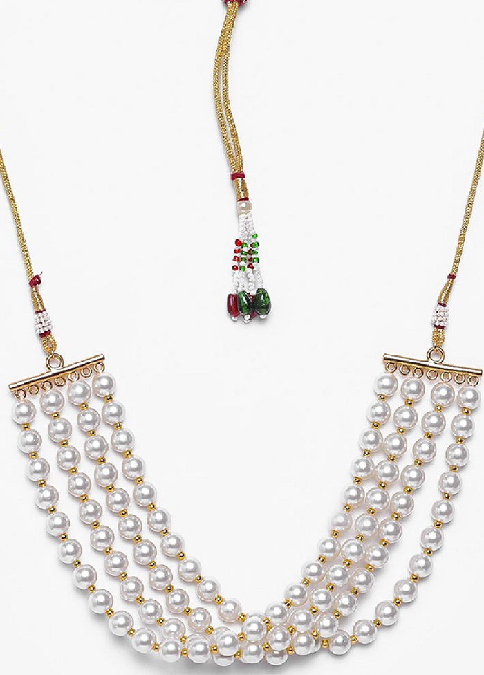 Gold Plated White Pearl Four Line Universal Choker Neclace - Indian Silk House Agencies