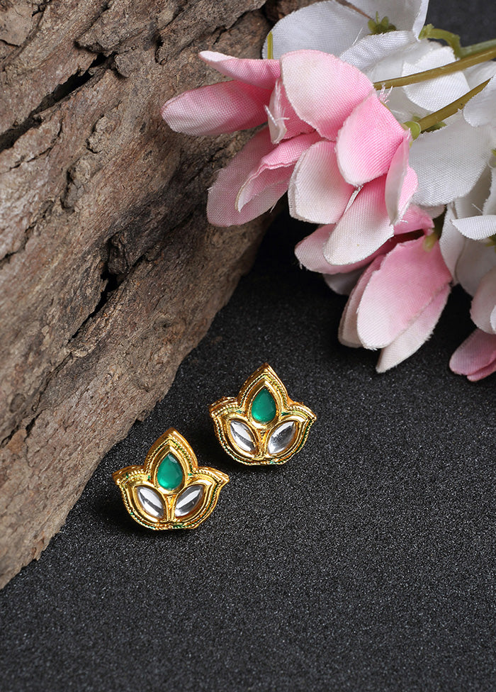 Green Kundan Stud Earrings - Indian Silk House Agencies