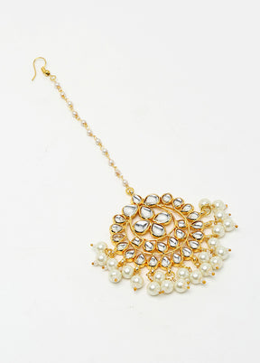 Gold Plated Kundan Mangtika Head Jewellery - Indian Silk House Agencies