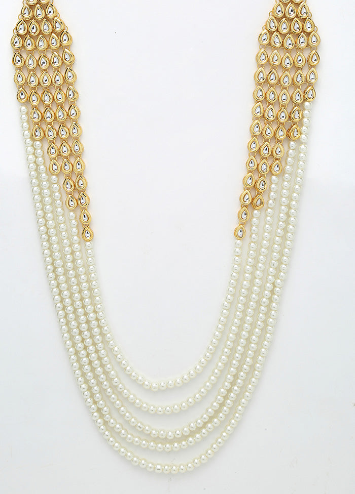 Kundan And White Beaded Long Jewellery Set - Indian Silk House Agencies