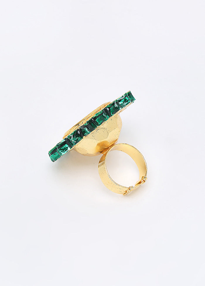 Gold Plated Kundan Finger Ring - Indian Silk House Agencies