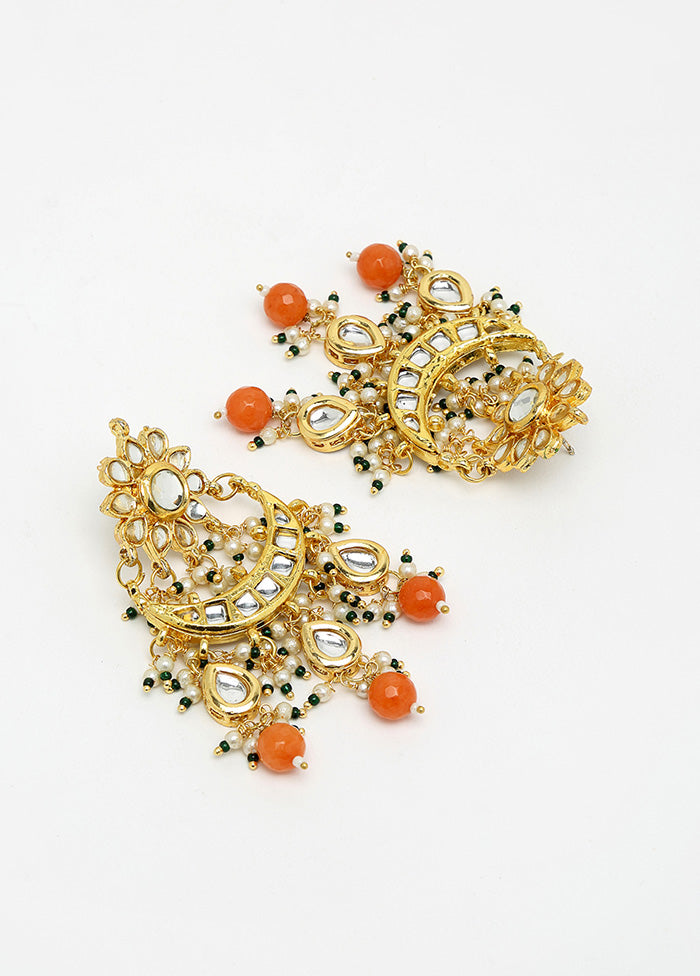Gold Plated Kundan Dangler Earrings - Indian Silk House Agencies