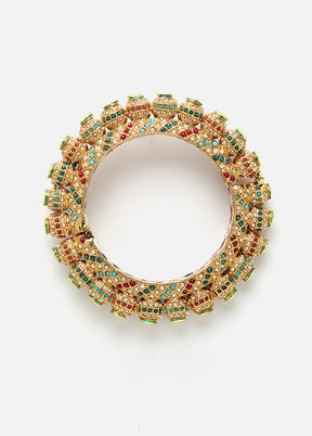 Gold Plated Kundan Bangle - Indian Silk House Agencies