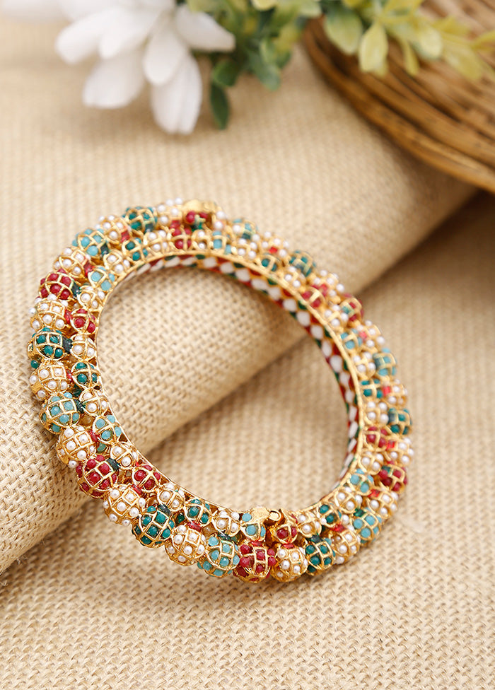 Multicolor Beads Kundan Bangle - Indian Silk House Agencies