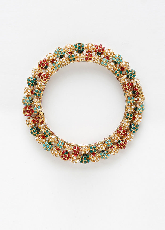 Multicolor Beads Kundan Bangle - Indian Silk House Agencies