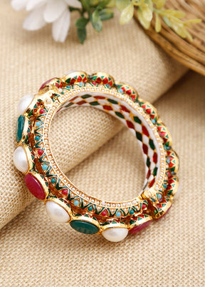 Gold Plated Kundan Bangle - Indian Silk House Agencies