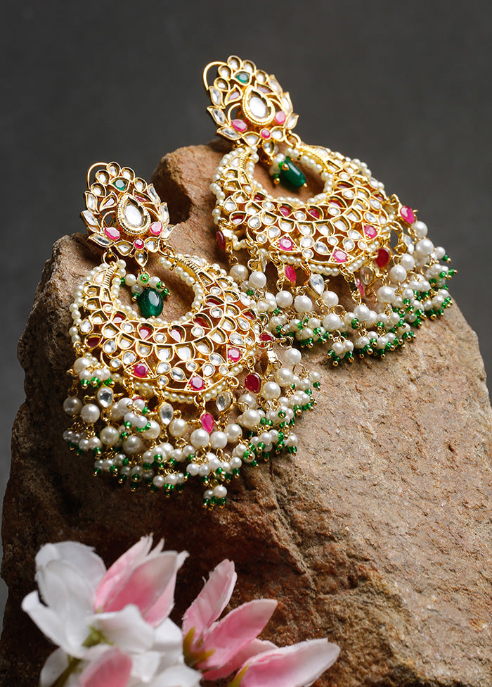 Gold Plated Kundan Dangler Earrings - Indian Silk House Agencies