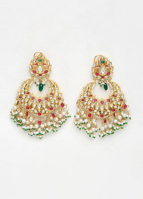 Gold Plated Kundan Dangler Earrings - Indian Silk House Agencies