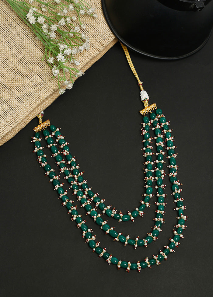 Green Beads Kundan Necklace - Indian Silk House Agencies