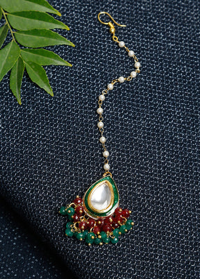 Gold Plated Kundan Mangtika Head Jewellery - Indian Silk House Agencies