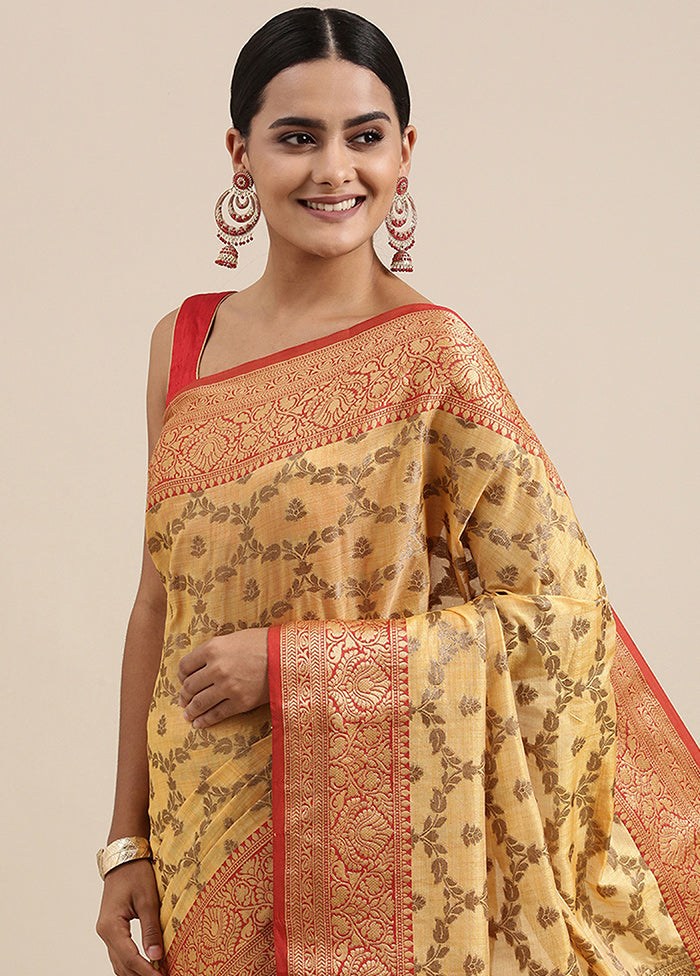 Yellow Chanderi Silk Saree With Blouse Piece - Indian Silk House Agencies