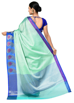 Green Organza Saree With Blouse Piece