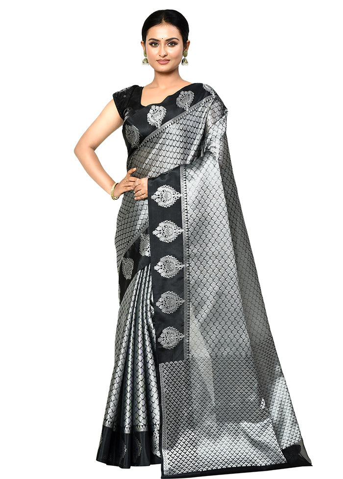 Grey Organza Saree With Blouse Piece - Indian Silk House Agencies