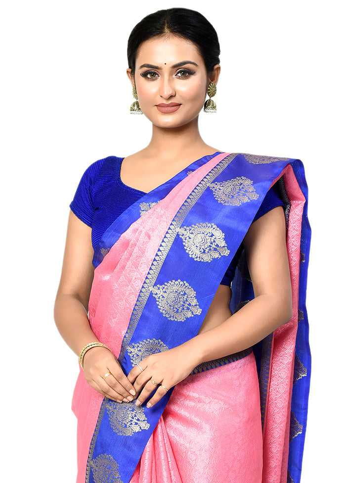 Pink Organza Saree With Blouse Piece - Indian Silk House Agencies