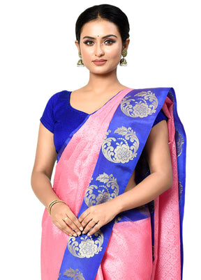 Pink Organza Saree With Blouse Piece