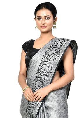 Grey Organza Saree With Blouse Piece