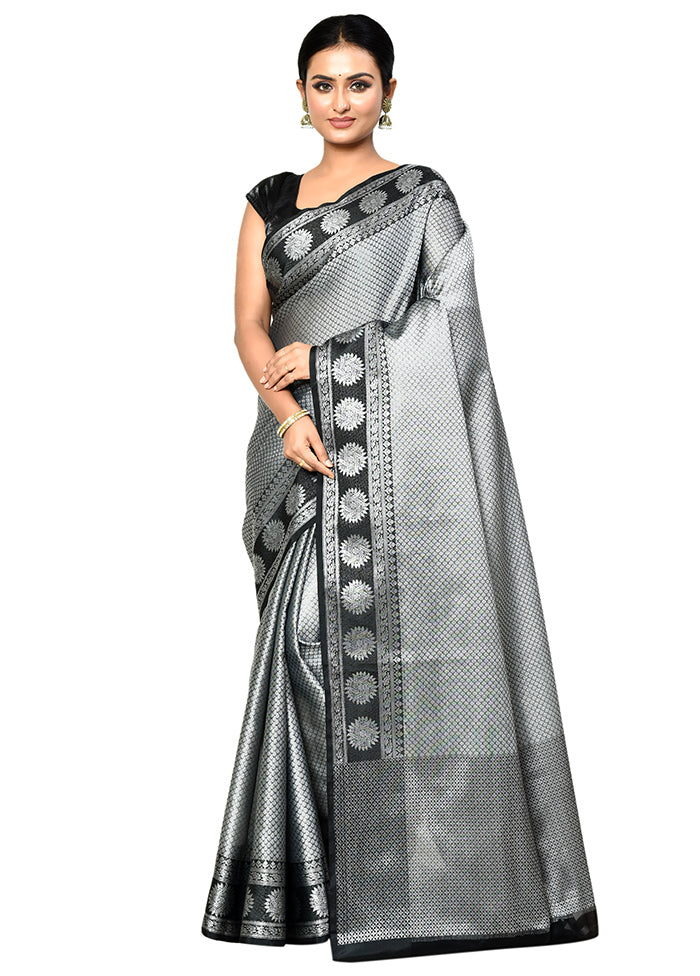 Grey Organza Saree With Blouse Piece