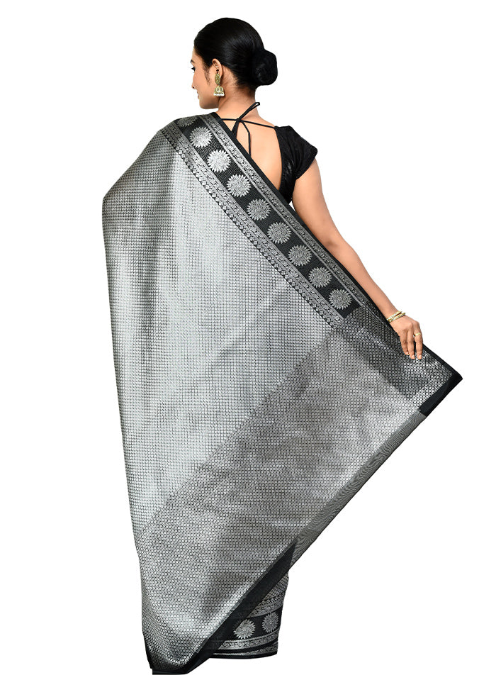 Grey Organza Saree With Blouse Piece - Indian Silk House Agencies