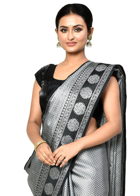 Grey Organza Saree With Blouse Piece