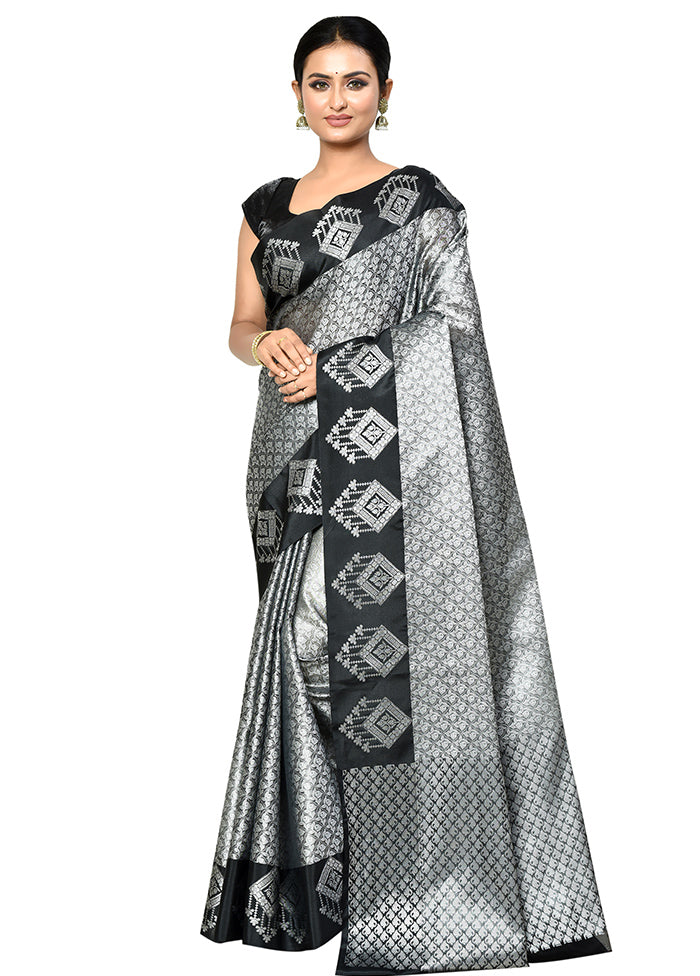 Grey Organza Saree With Blouse Piece