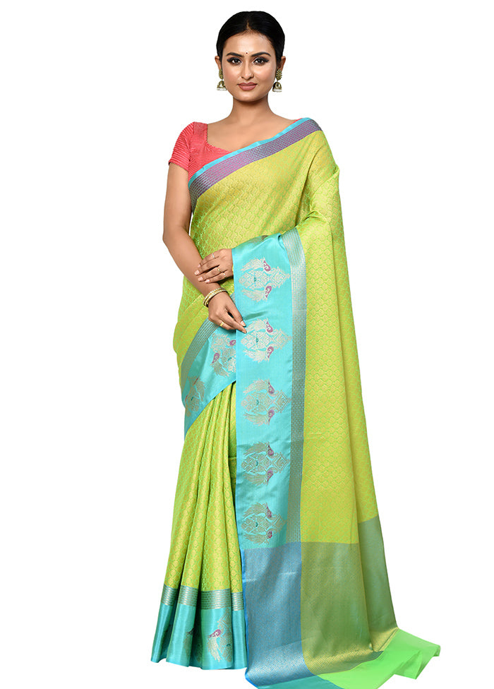 Green Organza Saree With Blouse Piece - Indian Silk House Agencies