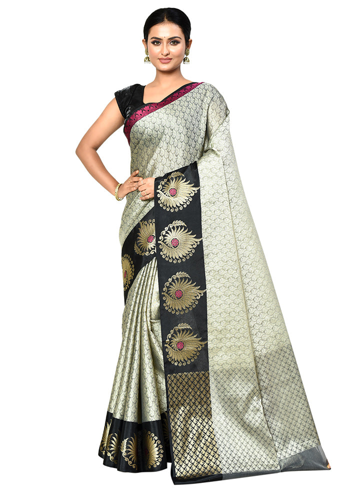 Grey Organza Saree With Blouse Piece - Indian Silk House Agencies