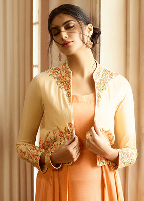 Light Orange Readymade Rayon Gown - Indian Silk House Agencies