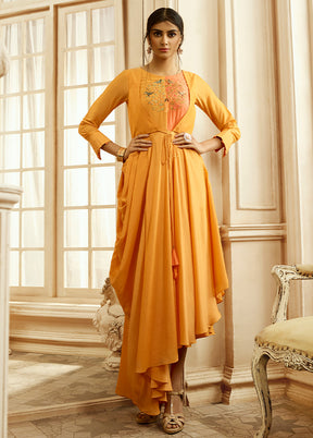 Orange Readymade Rayon Gown - Indian Silk House Agencies