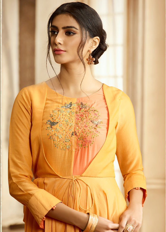 Orange Readymade Rayon Gown - Indian Silk House Agencies