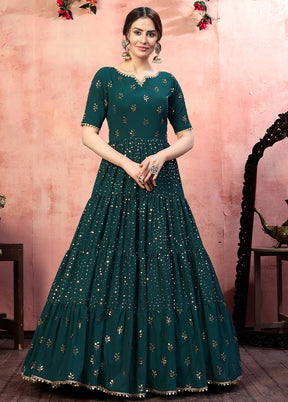 Rama Semi Stitched Georgette Gown - Indian Silk House Agencies