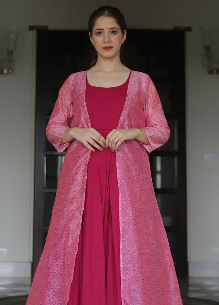 Rani Readymade Silk Gown With Jacket - Indian Silk House Agencies