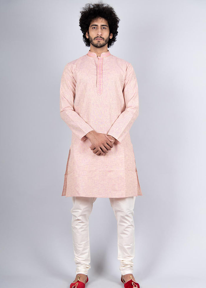 2 Pc Pink Cotton Kurta Pajama Set - Indian Silk House Agencies