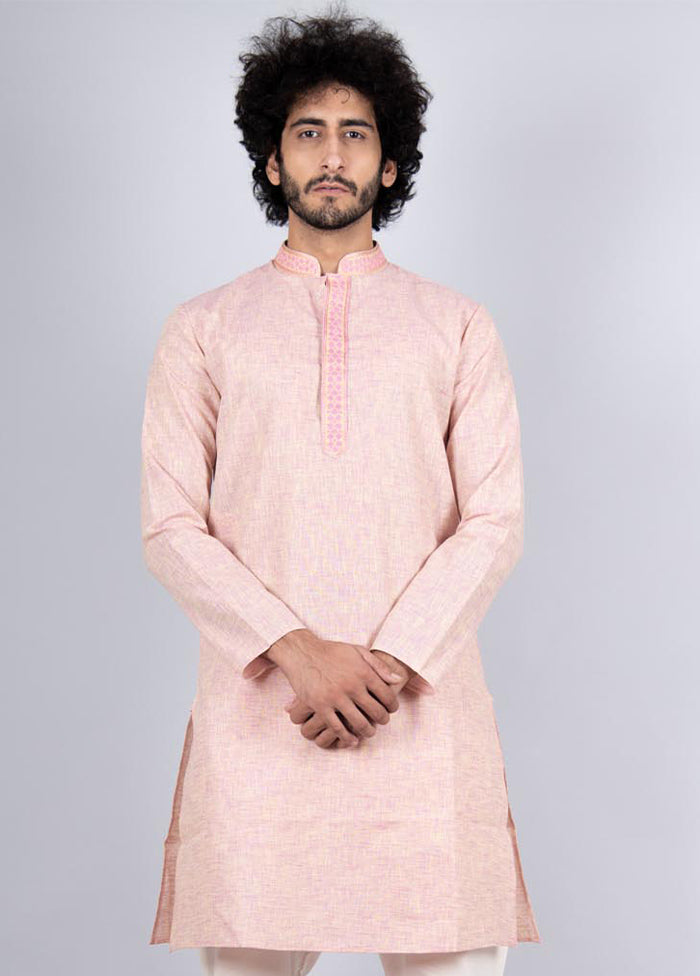 2 Pc Pink Cotton Kurta Pajama Set - Indian Silk House Agencies
