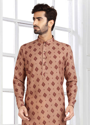 2 Pc Beige Cotton Kurta Pajama Set - Indian Silk House Agencies