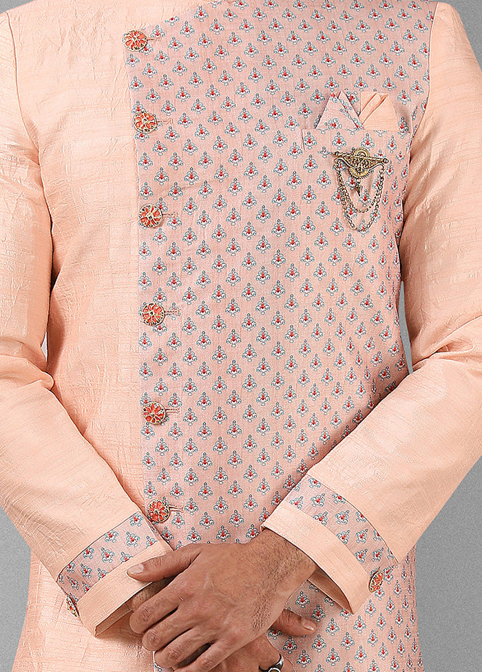 2 Pc Pink Dupion Silk Kurta Pajama Set - Indian Silk House Agencies