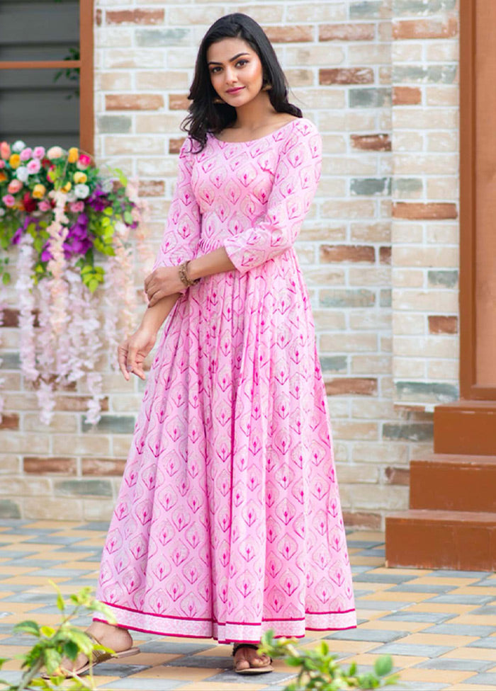 Pink Readymade Silk Long Kurti - Indian Silk House Agencies