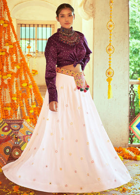 2 Pc Purple Readymade Silk Lehenga Set - Indian Silk House Agencies