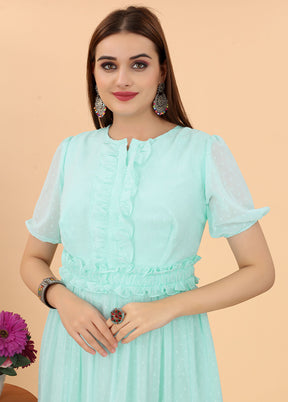 Sea Green Readymade Cotton Long Kurti - Indian Silk House Agencies