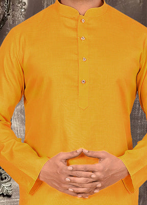 2 Pc Mustard Cotton Kurta Pajama Set - Indian Silk House Agencies