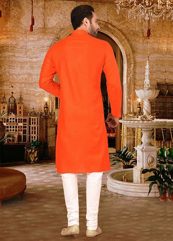 2 Pc Orange Cotton Kurta Pajama Set - Indian Silk House Agencies