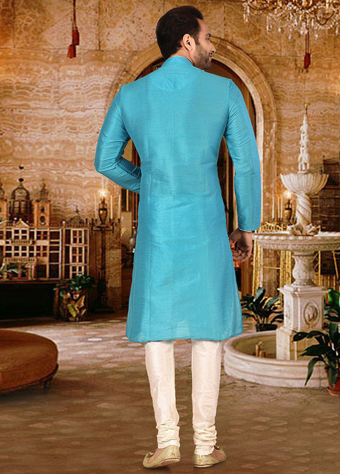 2 Pc Firoza Silk Kurta And Pajama Set - Indian Silk House Agencies