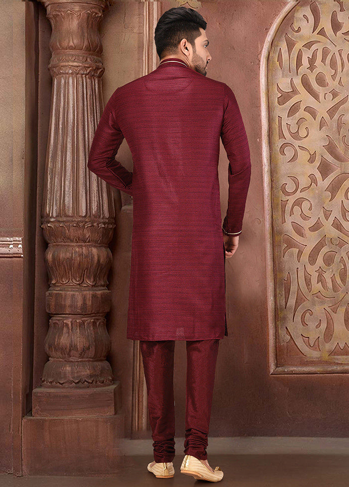 2 Pc Mehendi Silk Kurta And Pajama Set - Indian Silk House Agencies