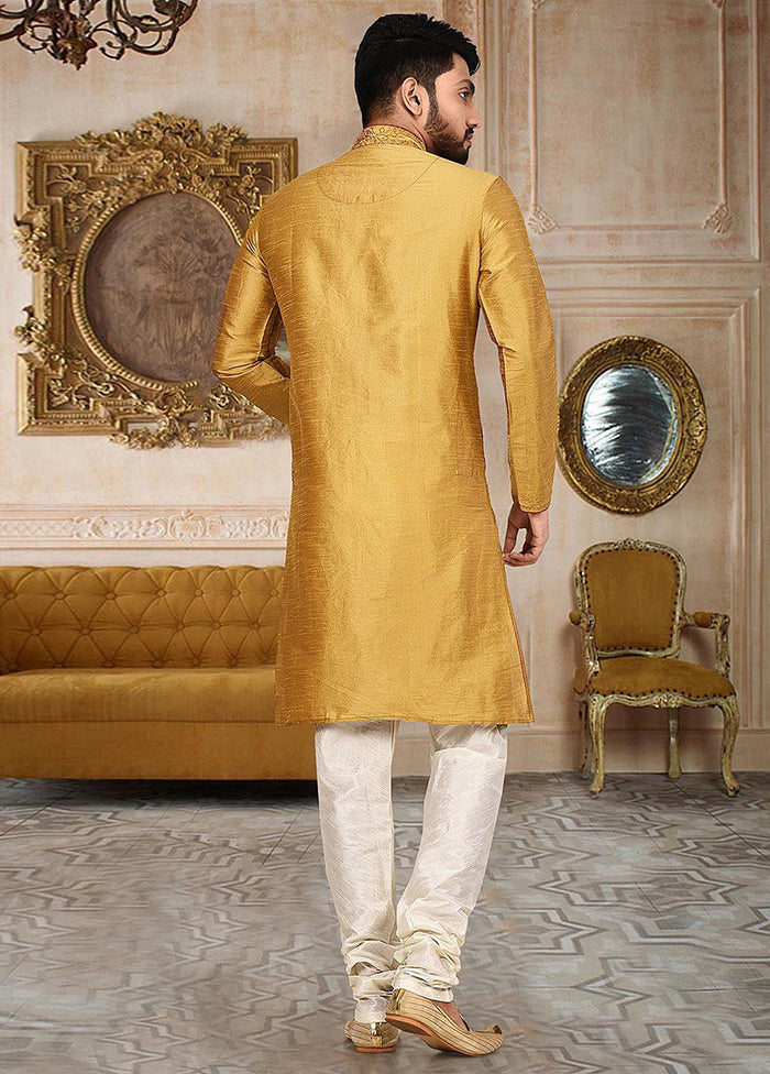 2 Pc Brown Silk Kurta And Pajama Set - Indian Silk House Agencies